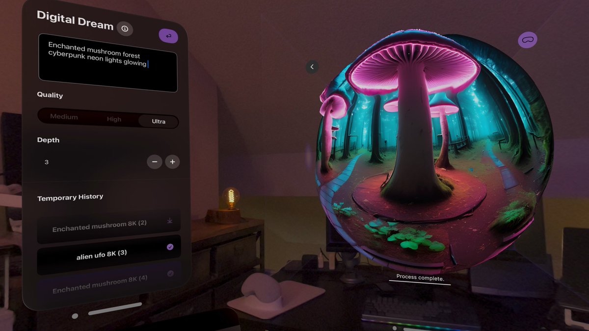 serhan_io's tweet photo. My first #visionOS app “Digital Dream” is now live on the AppStore!

• Generate 360° AI skyboxes
• View in immersive mode
• Up to 8K resolution
• 3D Parallax effect via depth estimation
• Save favorites directly to device photos

https://t.co/7UAiJf13Zb https://t.co/iTItRWpnFM