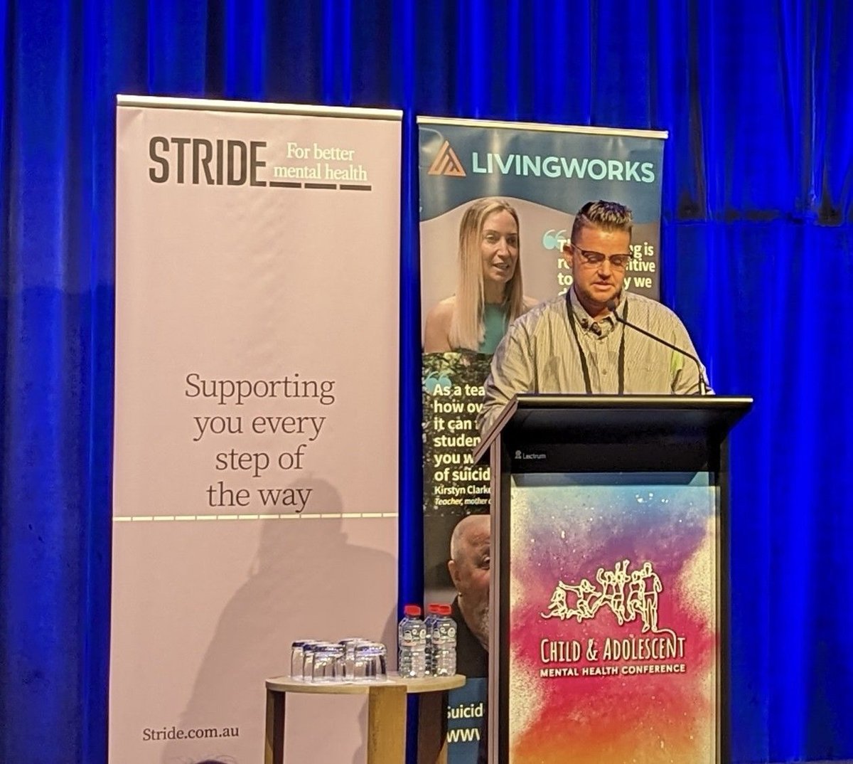 It's always an honour to watch @Joe_c_Ball from @switchboard_vic take the stage - LivingWorks is very proud to be a part of #CAMH24 this year. #SuicidePrevention #MentalHealth @anzmha