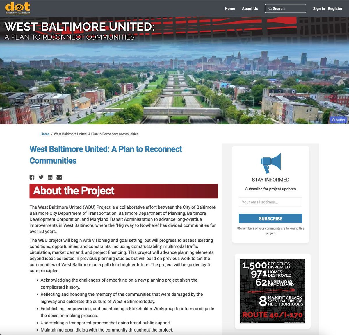 BmoreCityDOT's tweet photo. We've been doing a lot of work on the West Baltimore United Streets of Baltimore page!

Take a look, and make sure you subscribe for updates!

We're doing lots of discussion at Community Association meetings, and will post updates soon.

https://t.co/aSsfmwGstu https://t.co/g3hNSK0JA5