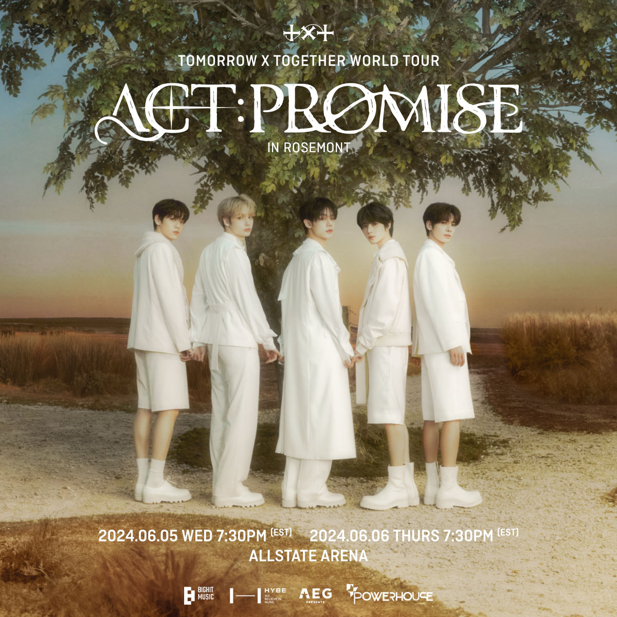 TOMORROW X TOGETHER WORLD TOUR <ACT : PROMISE> IN U.S. is coming on June 5 & 6! Register now to get early access to tickets at txt-actpromiseus.com MOA MEMBERSHIP PRESALE tickets on sale Wed March 27th at 4pm and General tickets on sale, Thu March 28 at 4pm.