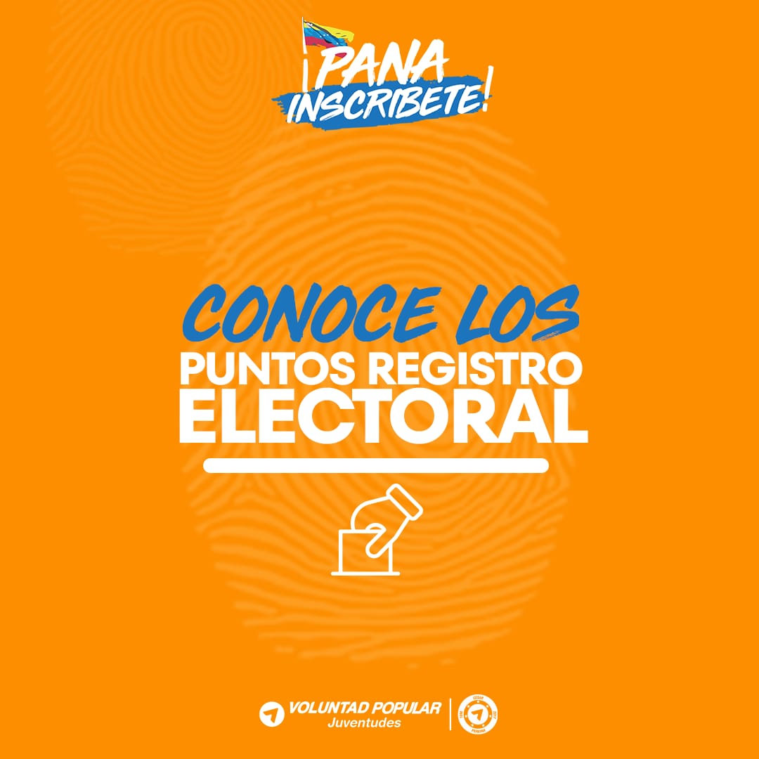 jvpalara's tweet photo. Puntos de inscripción📢

Éstos son los puntos de inscripción para el registro electoral.
¡No dejes que otros decidan por ti! Inscríbete y sé parte activa de la construcción de la #LaMejorVenezuela 🇻🇪 https://t.co/zdfBZUXoqz