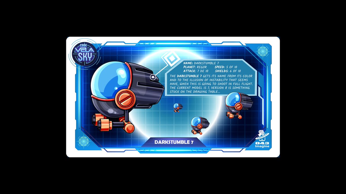 043_imagine's tweet photo. @rikkisimons I share with you 3 ships from the next Imagine 043 game: #CodeVelaSky
2 from Regor planet and the last animated one is the ship of Kran, our main character.
To know more you can visit https://t.co/ZQD7yZX4j7 and follow us on https://t.co/41wsXYeUJ7 :)
Designs by @Claudellart. https://t.co/6TykNIwTXk