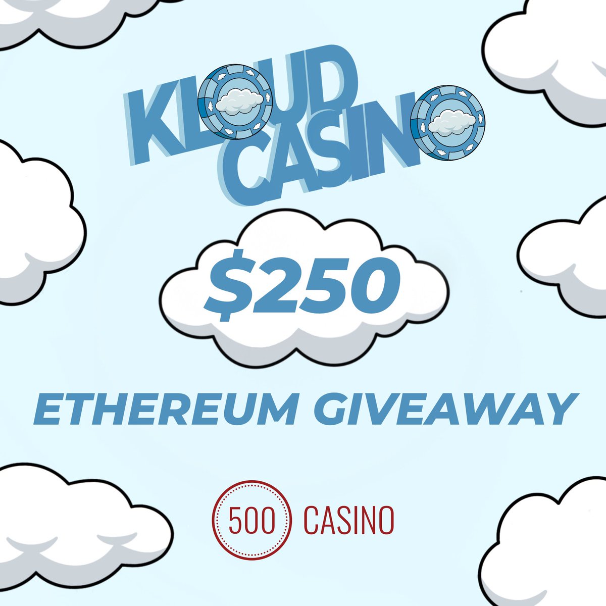 KloudCasino's tweet photo. We’re doing a $250 Ethereum giveaway!

TO ENTER:

- RT 
- Follow us @KloudCasino 
- Like this video https://t.co/rzKMKk9AZY
- Show proof of like with screenshot below in the comments

WINNER ANNOUNCED IN 1 WEEK

Good luck guys ☁️ https://t.co/8Ziad49MTx