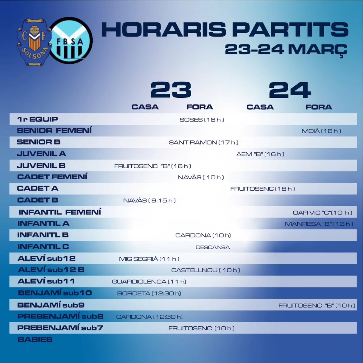 CFSolsona's tweet photo. Horaris FBSA i CF Solsona
#fbsa #somescapulats https://t.co/RwDFACg16x