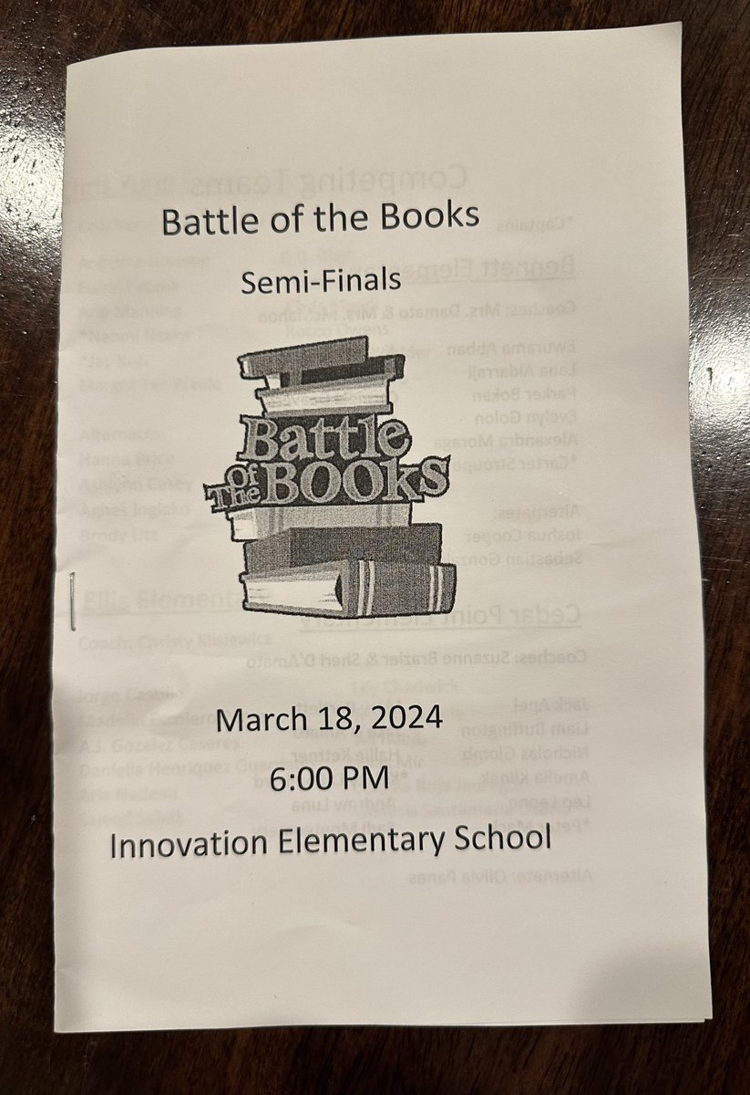 Cedar Point Elementary School (@cpes_cheetahs) on Twitter photo Congratulations to Cedar Point’s Battle of the Books team for working hard in tonight’s Battle of the Books semi-finals <a href="/InnovationPWCS/">InnovationPWCS</a>! Thank you to Mrs. Brazier and Mrs. D’Amato for leading our team! #CPChampionCheetahs #PWCSProud Congratulations to Cedar Point’s Battle of the Books team for working hard in tonight’s Battle of the Books semi-finals <a href="/InnovationPWCS/">InnovationPWCS</a>! Thank you to Mrs. Brazier and Mrs. D’Amato for leading our team! #CPChampionCheetahs #PWCSProud