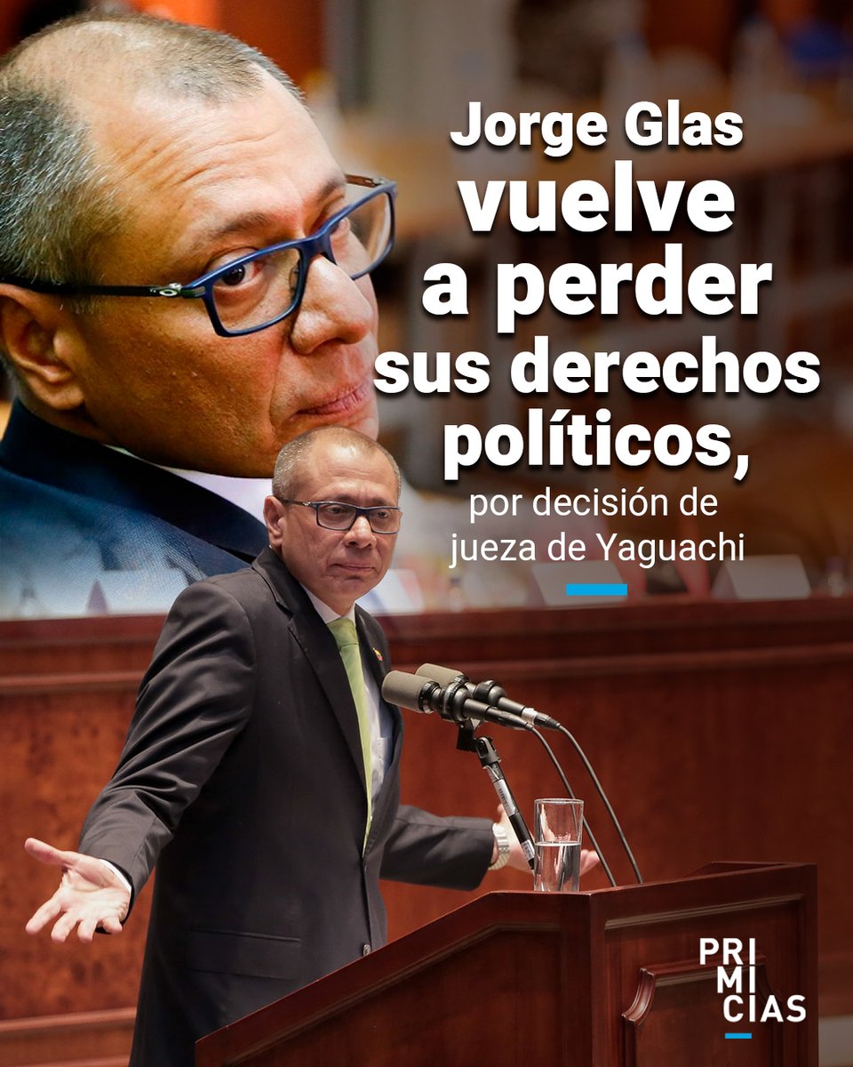 Otro revés judicial enfrenta el exvicepresidente Jorge Glas, refugiado en la Embajada de México en Quito. prim.ec/fJUN50QWgZn