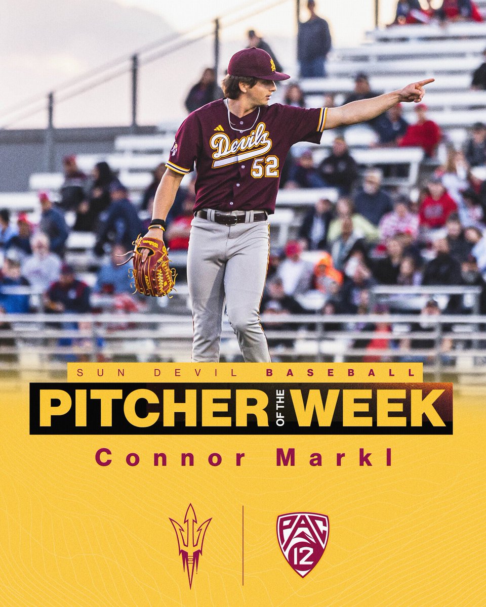 Never a doubt. @connor_markl is the Pac-12 Pitcher of the Week for his efforts in one-hitting Arizona in our series-clinching victory! #O2V /// #ForksUp