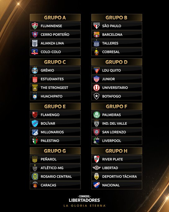 luisferpo's tweet photo. 🏆 Así quedaron los grupos de la Libertadores y la Sudamericana 2024: https://t.co/FUXXNOh2jP
