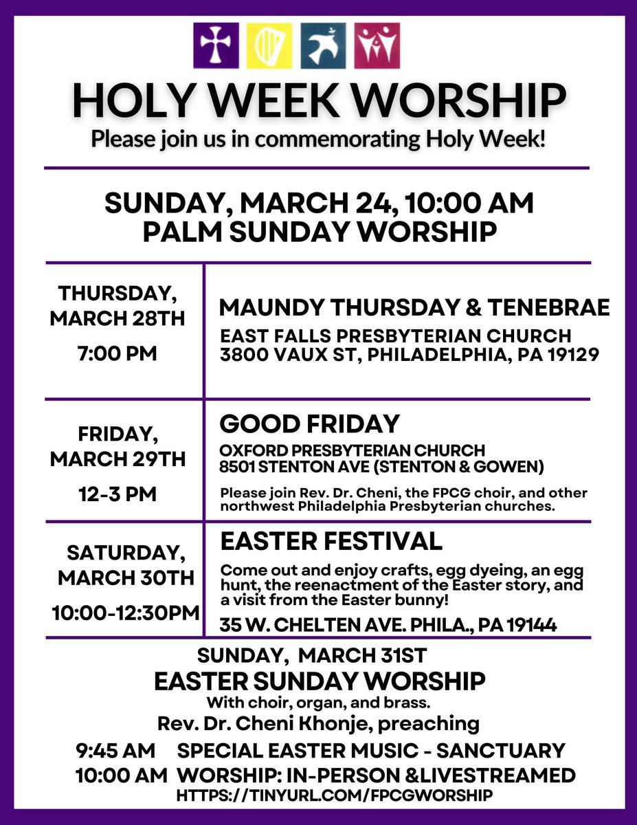 FPCGermantown's tweet photo. We hope you can join us in commemorating Holy Week! https://t.co/JfoWJTMX6V