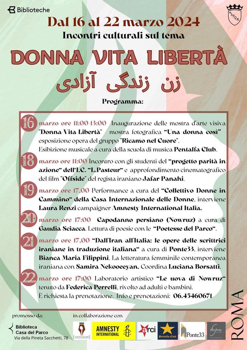 Per il #Nowrouz una rassegna dedicata a #DonnaVitaLibertà che va oltre le cronache degli eventi seguiti alla morte di Mahsa Amini per allargare il campo al loro contesto storico e culturale. Lieta di partecipare all'incontro sulle scrittrici iraniane tradotte in Italia #Iran