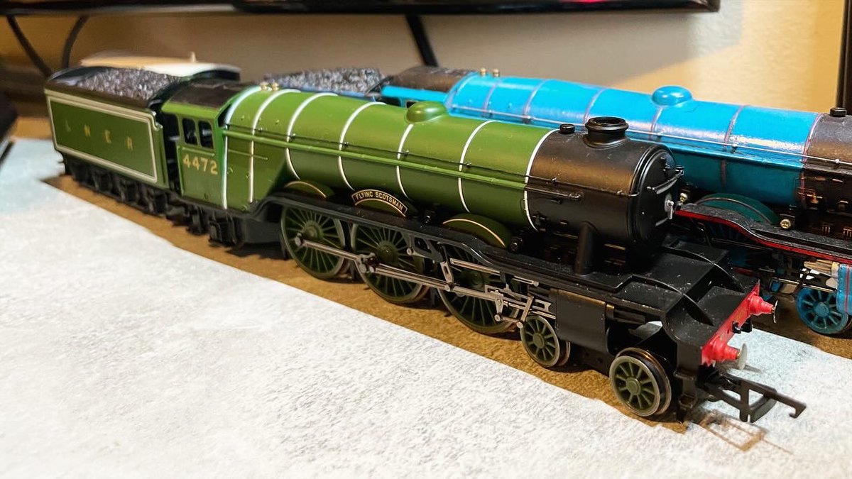 I give- My *Railroad* Flying Scotsman

Although the livery is unique, I wanted to do this to show that the Railroad models can look different if not better than the base models.

Light weathering, gloss coat, a page worth of waterslide decals!
