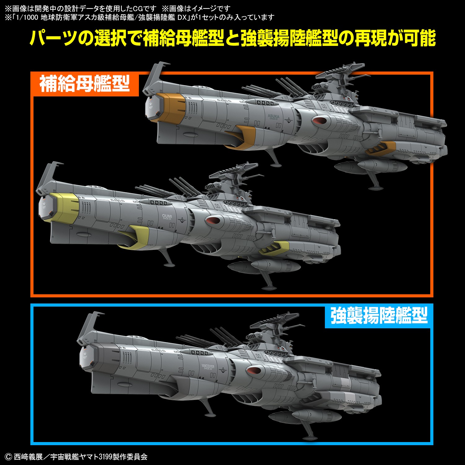 1/1000 宇宙戦艦ヤマト3199 地球防衛軍 ヒュウガ 2点セット ヤマトよ
