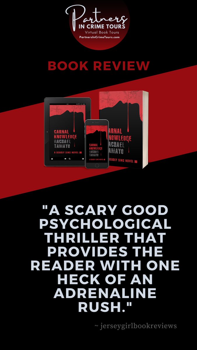 partnersincr1me's tweet photo. Carnal Knowledge by Rachael Tamayo is "a scary good #PsychologicalThriller that provides the reader with one heck of an adrenaline rush." ~ Jersey Girl #BookReviews  https://t.co/gTu5Wu3MZT  @rtamayo2004 @ttpubs #Thriller @JerseyGirlBook https://t.co/ZJ1kfuKahl