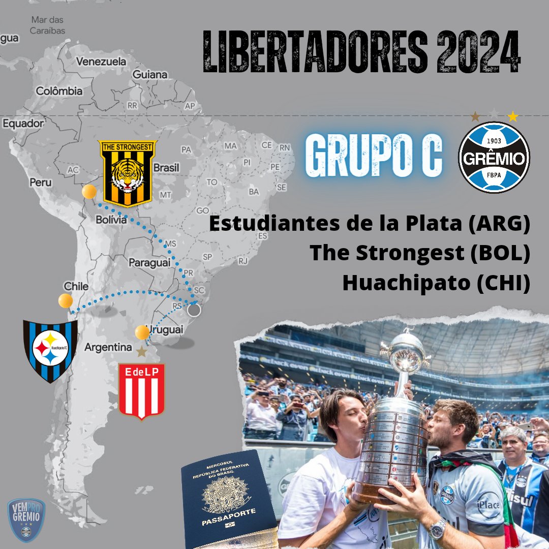 Grupo defino e vamos em busca da glória eterna outra vez 🏆

Ainda precisamos de algumas peças, elenco tá ganhando corpo. Os adversários não são tão longes como poderia ser e torcida estará em peso para apoiar

O único 🏆🏆🏆 TRICAMPEÃO do RS vai rumo ao TETRA +🏆
VAMOS GRÊMIO 🇪🇪