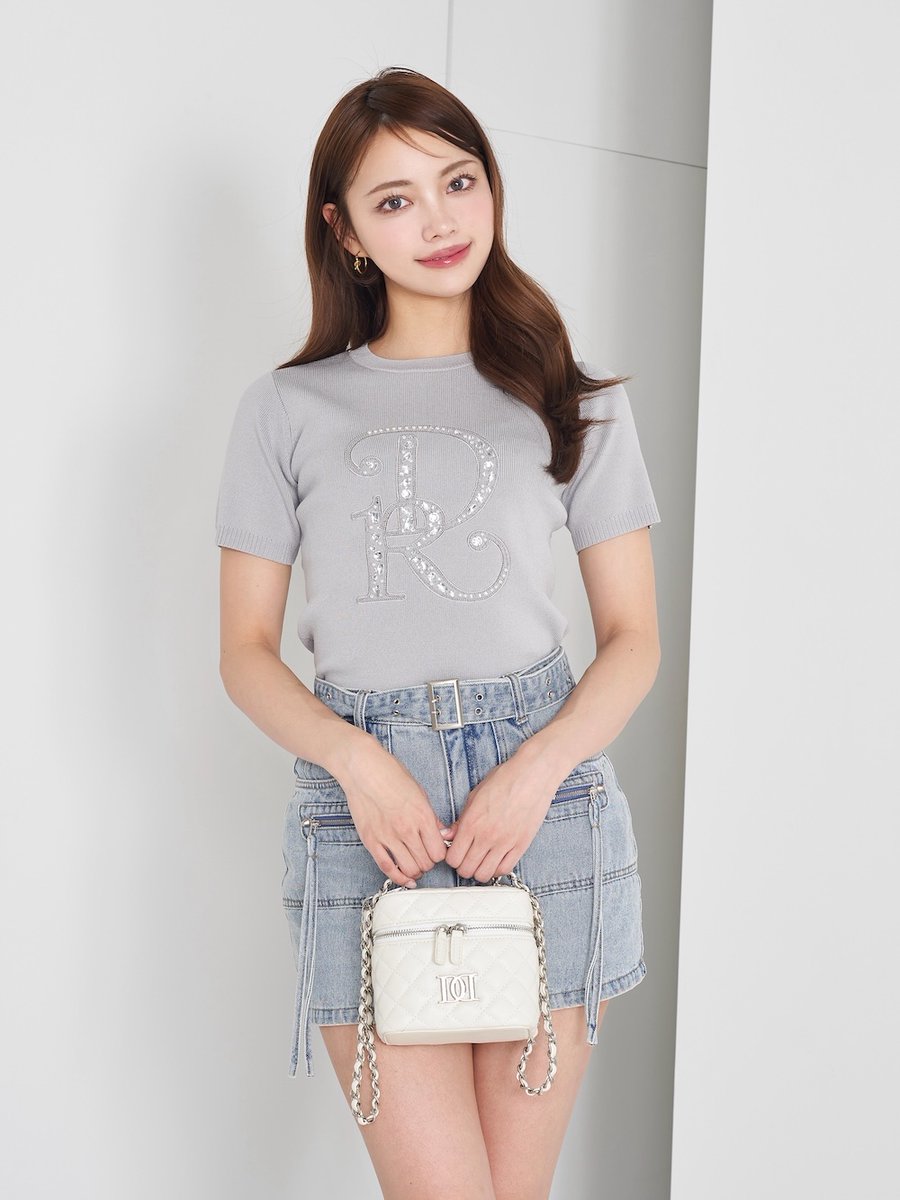 coming soon】 ビジューDRニットトップス （IVO/GRY/BLK） ¥11,000 形