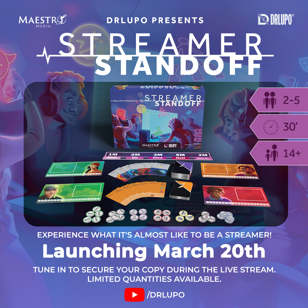 🚨Big News!🚨 Streamer Standoff! The board game that will let you experience exactly what it's like to a professional content creator (almost 😉) Brought to you by me and @TheMaestroTeam Launching March 20th @ 9am CT Join the stream to get your copy while supplies last!