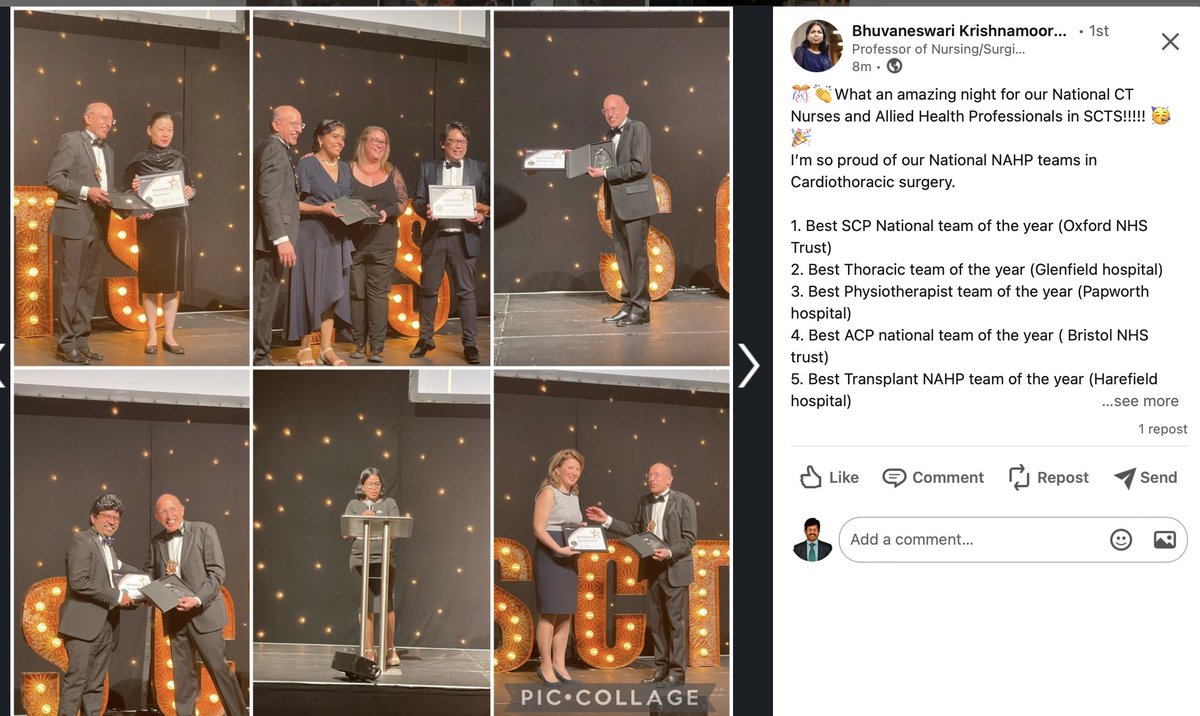 Sridhar Rathinam ๐ฎ๐ณ๐ฌ๐ง (@srirathinam) on Twitter photo Honoured to nominate a team of amazing women who make a difference to many lives...The SCTS Thoracic Team of the year winners <a href="/SCTSUK/">SCTS UK</a> Annual meeting Team Glenfield UHL <a href="/SurgeryThoracic/">Glenfield Thoracic Surgery</a> <a href="/Leic_hospital/">Leicester's Hospitals</a> <a href="/uniofleicester/">University of Leicester</a>
Humbled to receive it on their behalf ! Welldone Team. Honoured to nominate a team of amazing women who make a difference to many lives...The SCTS Thoracic Team of the year winners <a href="/SCTSUK/">SCTS UK</a> Annual meeting Team Glenfield UHL <a href="/SurgeryThoracic/">Glenfield Thoracic Surgery</a> <a href="/Leic_hospital/">Leicester's Hospitals</a> <a href="/uniofleicester/">University of Leicester</a>
Humbled to receive it on their behalf ! Welldone Team.