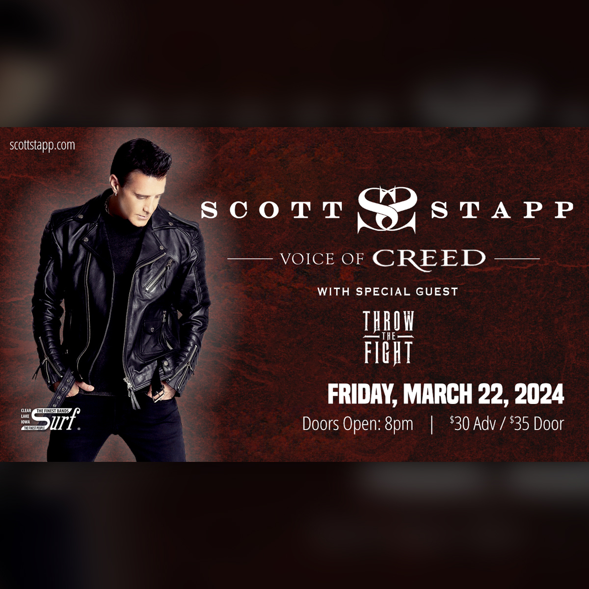 We're blowing the roof off one of our favorite venues, The @SurfBallroom, in Clear Lake, IA, with @ScottStapp this Friday, March 22nd! 🔥

🎟️ Get tickets here: surfballroom.com