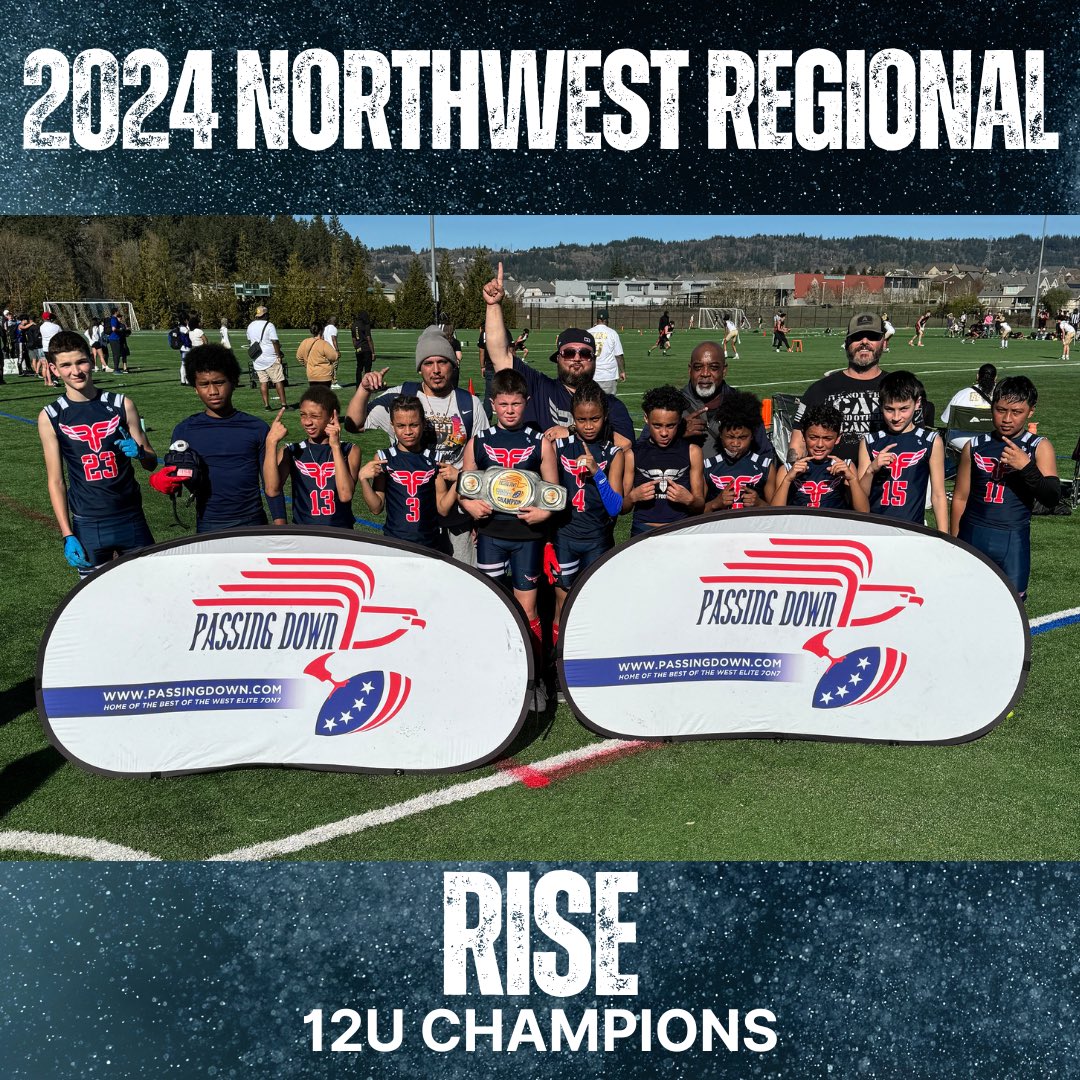 Congratulations to the winners of the 2024 NorthWest 12U Regional, @risefootball_! They have earned an invitation to the 2024 Best of the West Finals in Irvine, CA on April 6th. Registration for BOTW Open Finals is at PassingDown.com