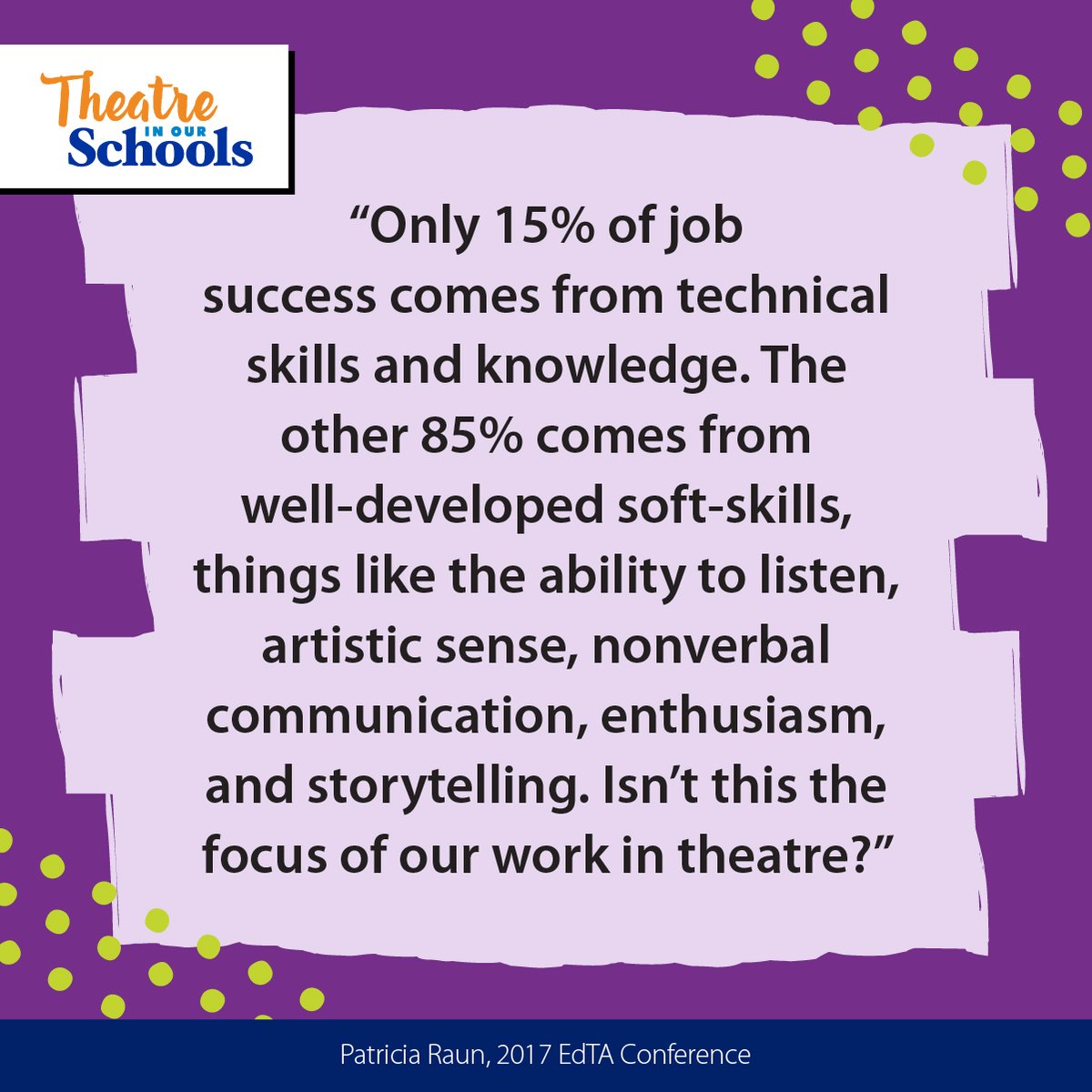 ILThespians's tweet photo. It IS the focus of our work in theatre and we need to let EVERYONE know it! Spread the word! #TheatreInOurSchools #TIOS24 https://t.co/m1KniBeRQ7