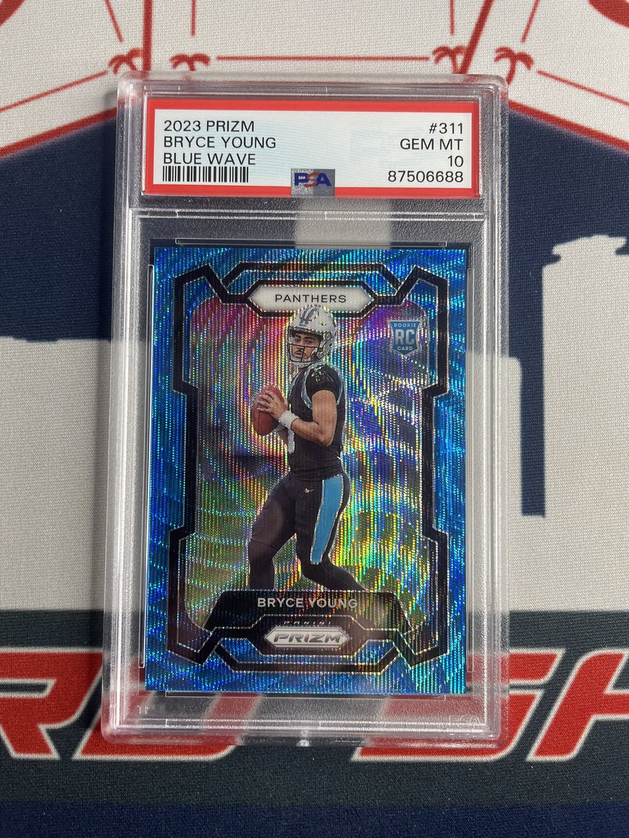 305CardShop's tweet photo. BRYCE YOUNG FOR SALE

⁃PSA 10 Bryce Young Downtown - $750
⁃PSA 10 Bryce Young Blue Wave Prizm /199 - $600 https://t.co/ISrYnFvtD4