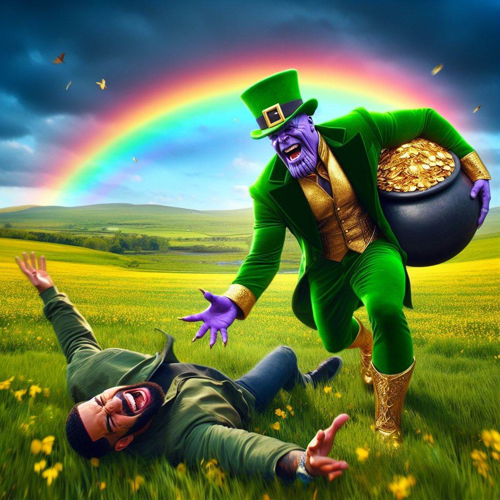 Thanos steals Drake's pot of gold.