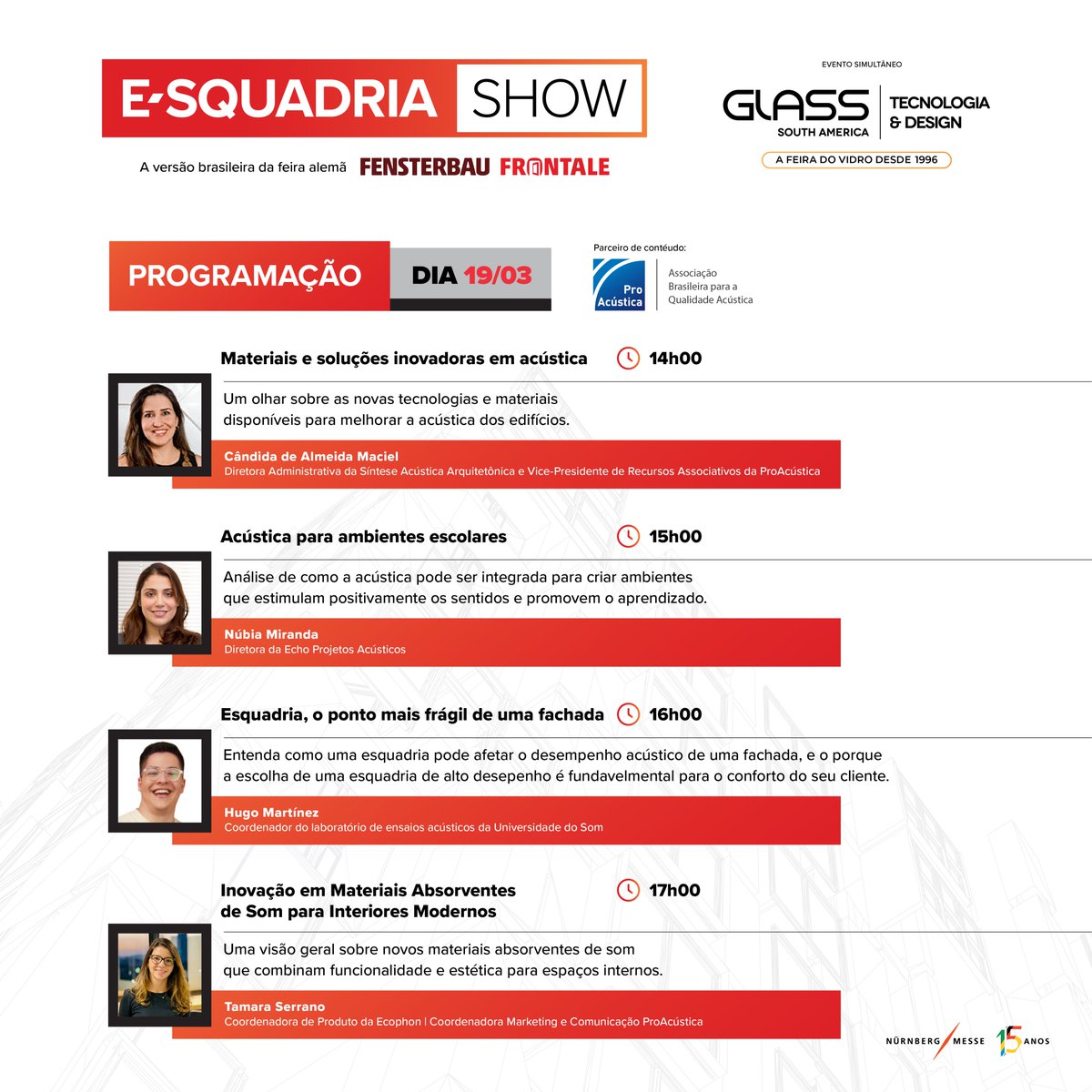 ProAcustica_'s tweet photo. A ProAcústica a E-squadria Show Experience se uniram para trazer uma série de palestras com temas altamente relevantes sobre acústica e esquadrias.

Os encontros acontecem no Estande G46, na Haus Decor Show, durante a Expo Revestir. Confira a programação! https://t.co/4j1Vfsfn9H