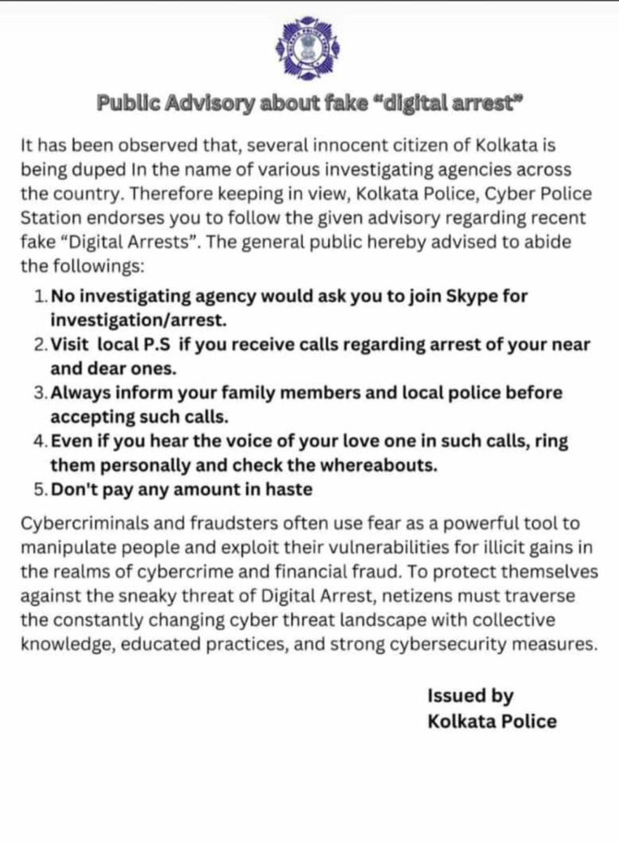 isoeh's tweet image. Kolkata Police response in reply to multiple cases lodged recently in kolkata where calls are coming to parents telling that their kids have committed crime (narcotics). Deepfake has been used to mimic voices of the kid. Fake callers pose as police and ask to settle the case.