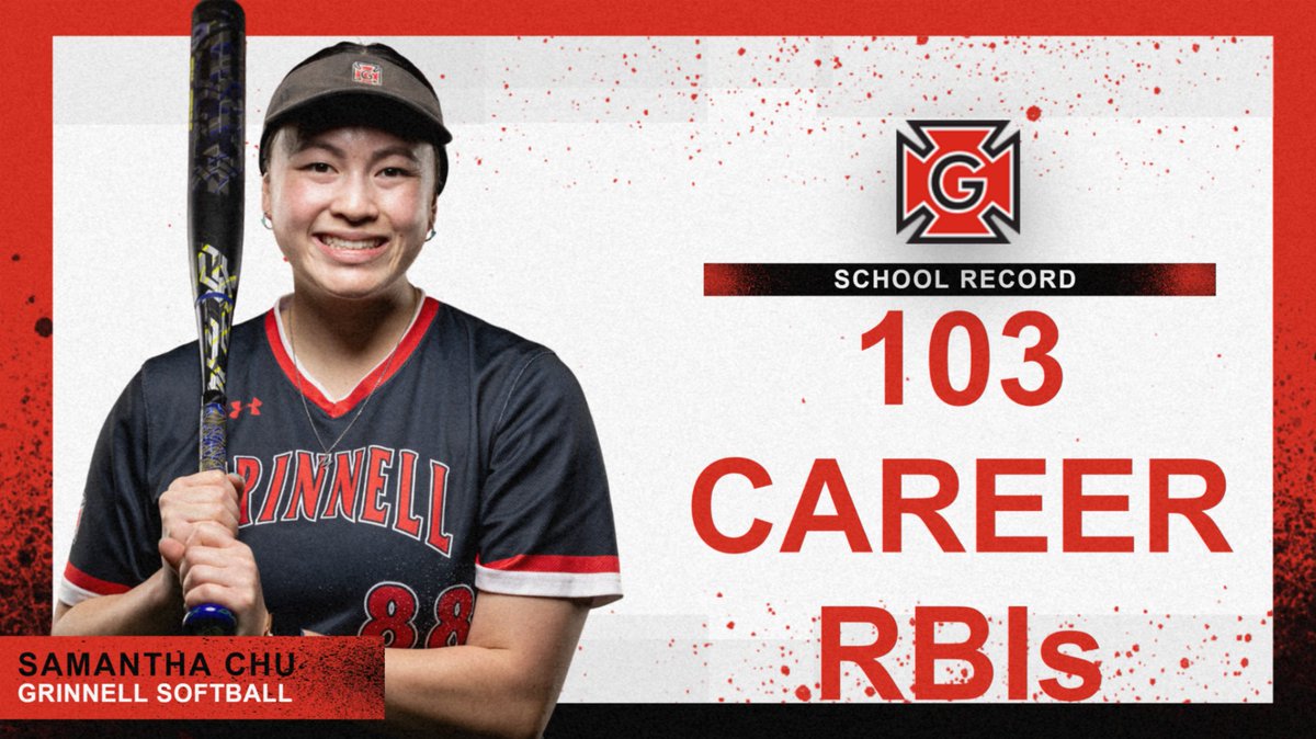 And we have a school record for career runs batted in at Grinnell College! A huge congrats to Samantha Chu, who now owns the record for the Pioneer softball team!