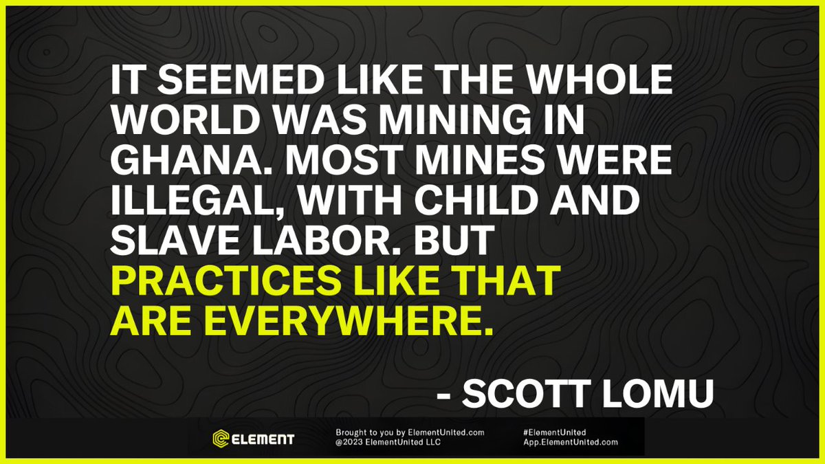 In #Ghana, the quest for treasure often overlooks basic human rights. This is a global crisis prevalent throughout the world. Through the lens of Scott Lomu's experiences, he's now urging for change and ethical practices in mining. #Mining Learn more at elementunited.com