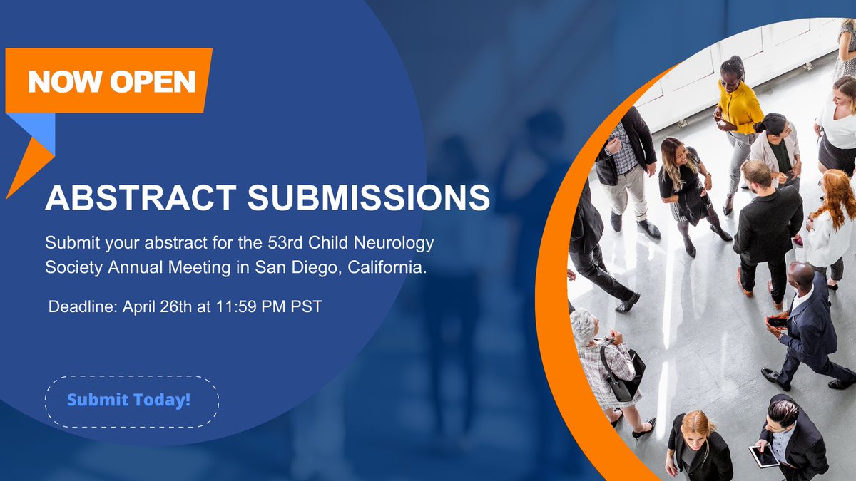 🌟 Don't miss out on the chance to showcase your research at #CNSAM! Submit your abstract for the 53rd CNS Annual Meeting in San Diego before April 26th, 11:59 PM PST. Join us in shaping the future of child neurology! #CallForAbstracts #ChildNeurology 🧠 bit.ly/3v6PKi5