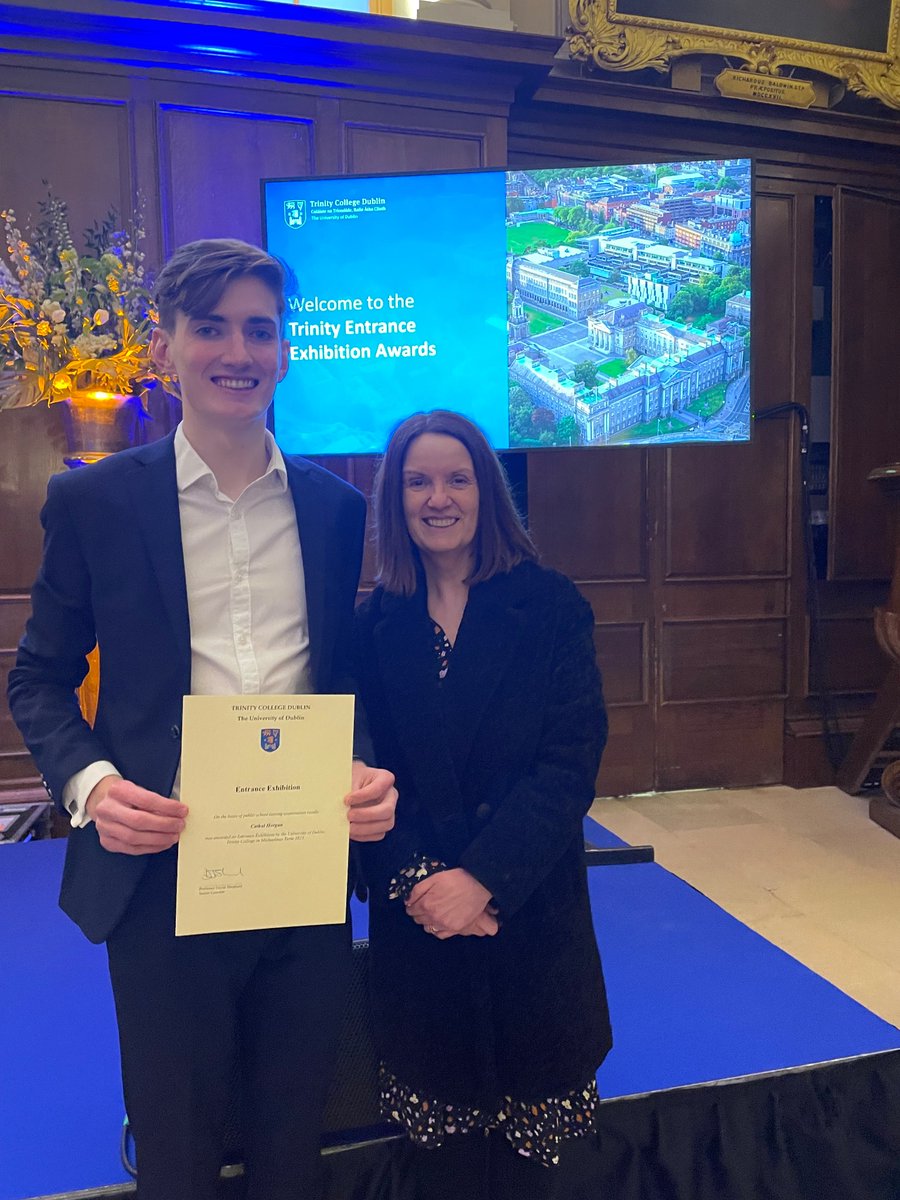 CollegeBenildus's tweet photo. So proud of Cathal Horgan and Ciaran Farrell who were presented with Trinity Exhibition Scholarships this evening https://t.co/5IA7wIvAYC