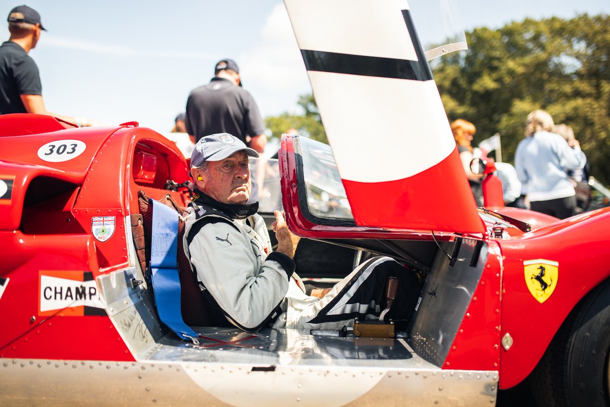 Nick Mason in one of his many Ferrari cars. He has quite a collection.