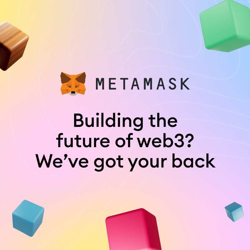 MetaMask's tweet photo. Join 17,000 dapps using MetaMask Developer’s comprehensive tools.  Connect users to your dapp with our industry-leading APIs. Or leverage Snaps to customize MetaMask with your own unique features. Learn more.