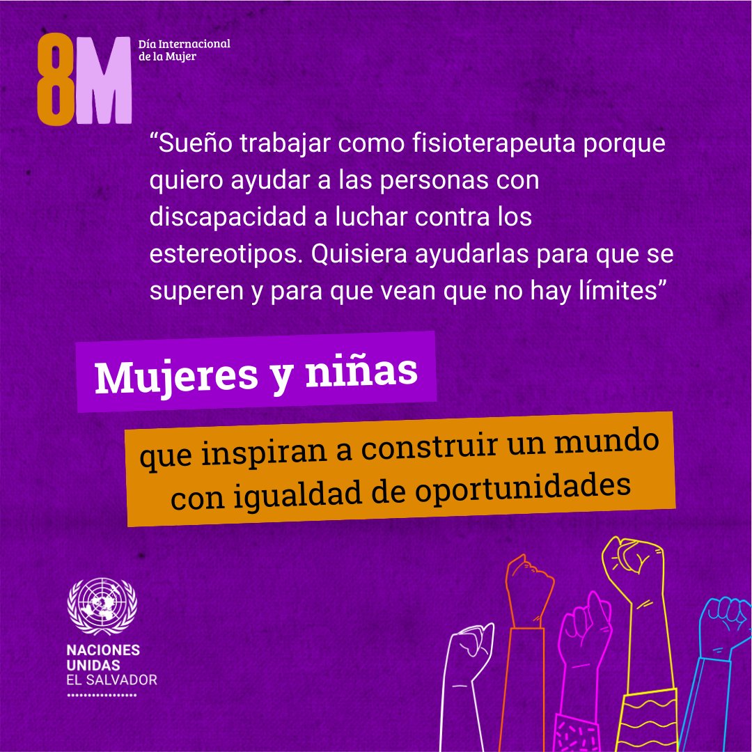 @UnicefSV @UNFPAElSalvador @onumujeressv @OIMSV @PNUDSV @ACNURElSalvador @WFP_SV @opsoms @FAOElSalvador @rasalazar2 Invertir en la igualdad de las niñas, adolescentes y mujeres garantiza un presente y un futuro sostenible donde todas las personas gocen sus derechos, sin prejuicios ni discriminación, y en el que puedan realizar sus planes #InvertirEnMujeres #MujeresQueInspiran #MesDeLasMujeres