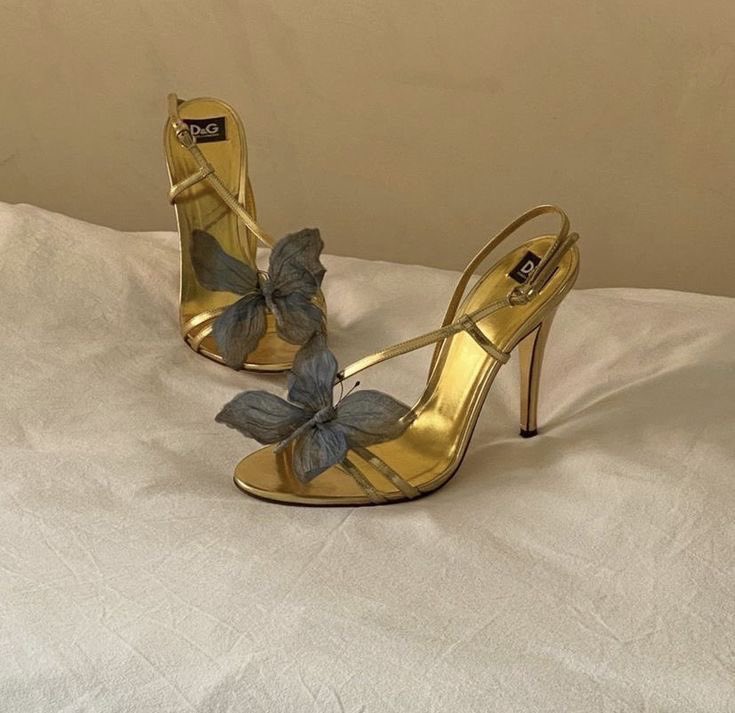 Vintage Metallic Butterfly Heels (6) — Holy Thrift
