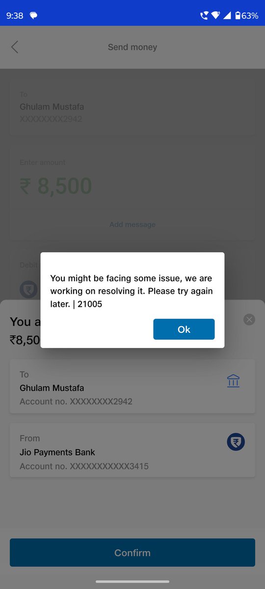 GMustafatweets's tweet photo. @jpbcare 
Why I’m Getting This Error?
You’ve placed Debit Freeze Without Any Reason Or Notification.

Kindly Check &amp; Solve This Issue ASAP. Please DM me. https://t.co/EccsiamLd2