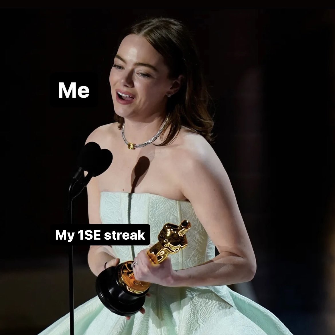 And the Oscar goes to... 

whoever has the highest 1SE streak. 

Let's hear them!