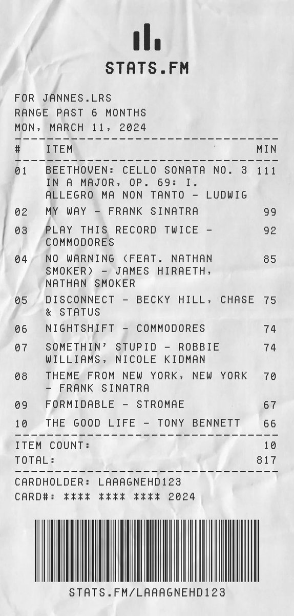 Justus_RB's tweet photo. Jannes.lrs's track receipt on https://t.co/itU9obUrsy #statsfm #vool #swag #libertarian  Jannes.lrs's%20track%20receipt%20on%https://t.co/EnSv1haIDC%20#statsfm https://t.co/3QF8JJLUeP