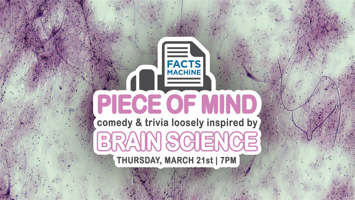 Facts Machine (@factsmachinepod) on Twitter photo THURSDAY 3/21 <a href="/caveatnyc/">CAVEAT</a>:
“Piece of Mind” – a science comedy show & science trivia showdown loosely inspired by the brain!
We’ll be joined by <a href="/ChloeLopezLee/">Chloe Lopez-Lee, Ph.D.</a> and <a href="/deepfrieddevon/">Devon Collins, PhD</a> for deep dives on the deep brain, comedy about consciousness, and trivia that’ll blow your mind!
🎟⬇️ THURSDAY 3/21 <a href="/caveatnyc/">CAVEAT</a>:
“Piece of Mind” – a science comedy show & science trivia showdown loosely inspired by the brain!
We’ll be joined by <a href="/ChloeLopezLee/">Chloe Lopez-Lee, Ph.D.</a> and <a href="/deepfrieddevon/">Devon Collins, PhD</a> for deep dives on the deep brain, comedy about consciousness, and trivia that’ll blow your mind!
🎟⬇️