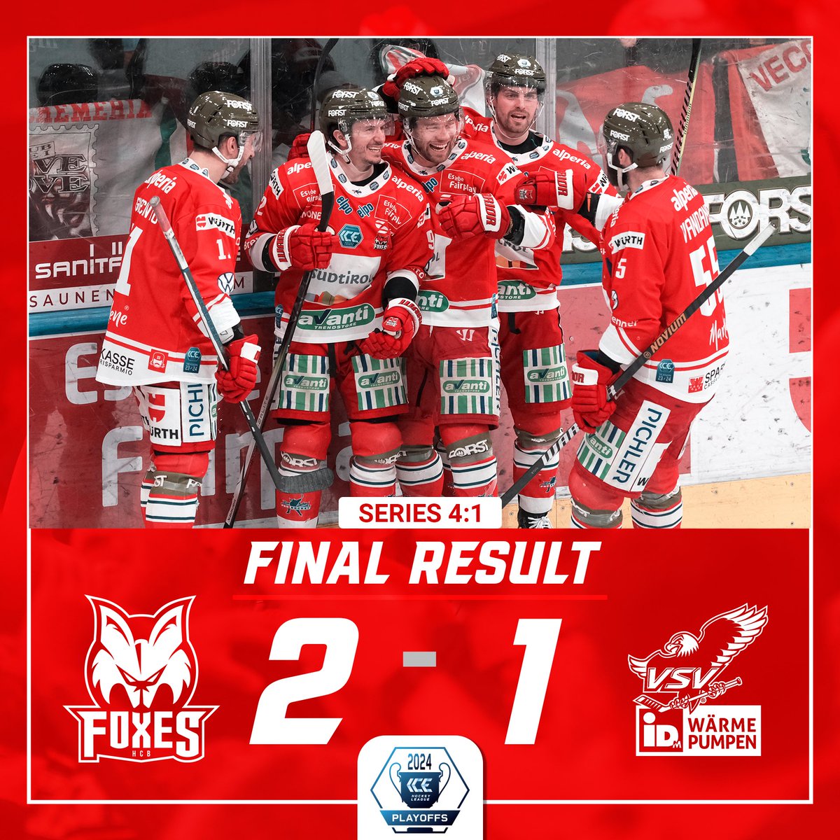 🔥 𝗦 𝗘 𝗠 𝗜 𝗙 𝗜 𝗡 𝗔 𝗟 𝗘 🔥 HCB Südtirol Alperia 2 - 1 EC VSV (McClure PP1, Thomas / Maxa) #gofoxes #cuorebiancorosso #noisiamobolzano #mirseinbozen