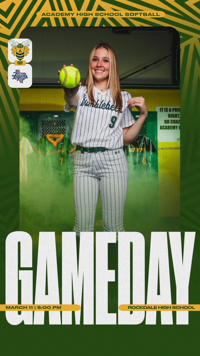Game day for Academy softball!

🗓️ March 11, 2024
🆚 Rockdale Tigers
📍 Rockdale High School
⌚️ 5:00 PM