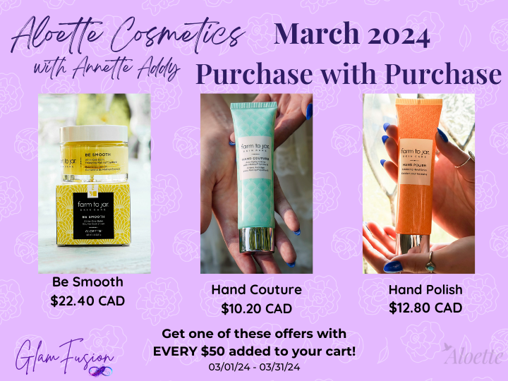 annette_addy's tweet photo. March 2024 Purchase with Purchase
Choose one for every $50 added to your cart!
Be Smooth $22.40 CDN
Hand Couture $10.20 CDN
Hand Polish $12.80 CDN
#aloette #embraceyourbeauty #authenticallyannette #GlamFusion #organicaloevera #aloeganicaloevera #farmtojar
https://t.co/nAX2gAfjXP https://t.co/RE8o8CDubq