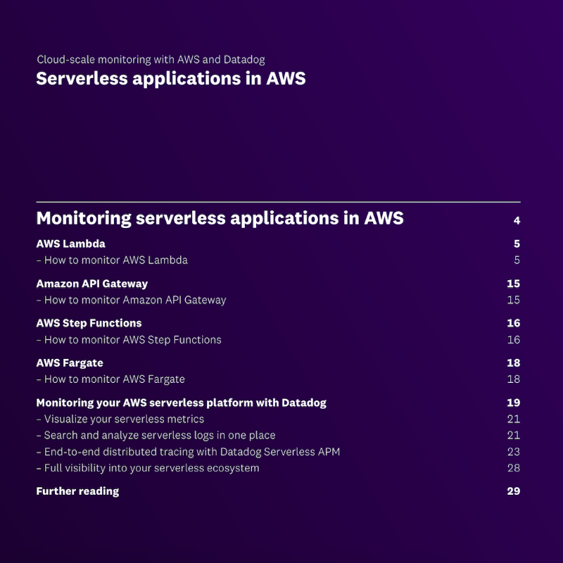 datadoghq's tweet photo. Learn how to monitor the performance of your @awscloud serverless apps. Get the free eBook sent to your email: