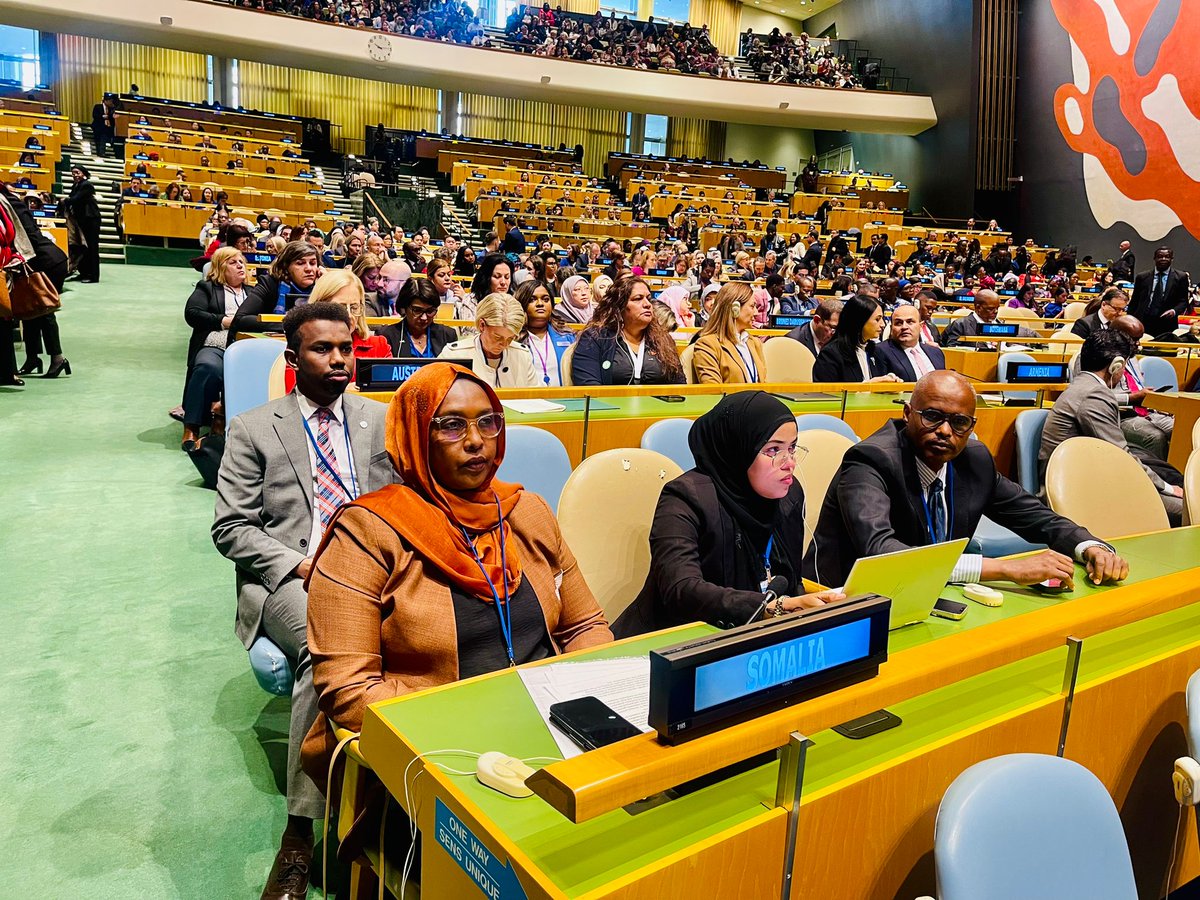 SONNALIVE's tweet photo. At the UN’s 68th International Women’s Conference, Somalia’s delegation, headed by Acting Women and Human Rights development Minister Amina Hassan Ali, champions the cause for women’s rights and funding. A stride towards global support for women. #UNGA #WomensDevelopment https://t.co/Wa9pekAD0c