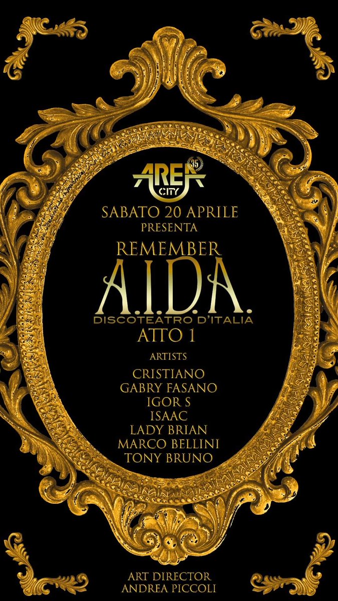 blackroomgoth's tweet photo. ** Area City**   #remember AIDA (Atto I°)                     ---》20 APRILE 2024《---

#remember 
Marco Bellini 
Gabry Fasano 
Tony Bruno DJ 
ISAAC DJ 
Igor S 
Brian Carnevale ‐‐----‐----‐------‐--- @follower
Sabato 20 aprile 2024
 30°ANNIVERSARY
https://t.co/sSFQo8wXVU https://t.co/lNIk8iV59W