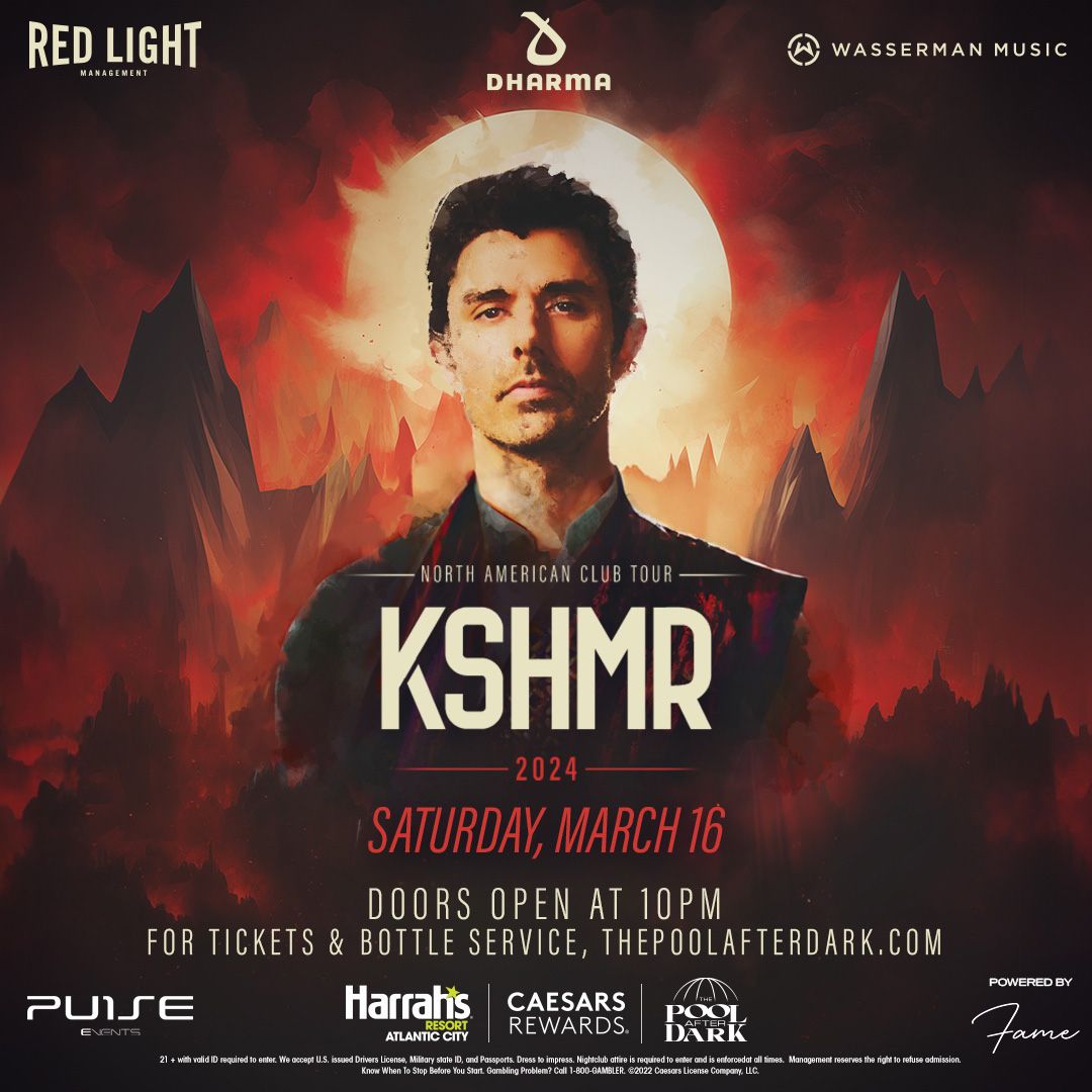 This weekend in Atlantic City - don't miss #KSHMR @KSHMRmusic ! Join us for a nightlife experience like no other at The Pool After Dark inside Harrah's Resort on 𝗦𝗮𝘁𝘂𝗿𝗱𝗮𝘆, 𝟯/𝟭𝟲. Tickets in bio. tickets.harrahspoolac.com/e/kshmr-pool-h…