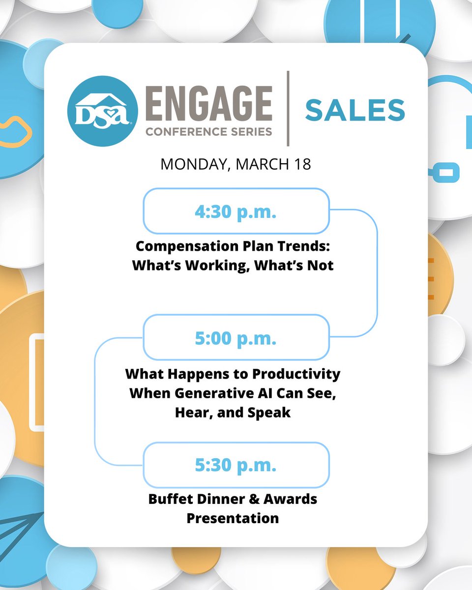 Join us for an insightful afternoon at Day 1 of #DSAEngage Sales Conference! 🌟

Don't miss out on these enriching sessions! Register now to join us! dsa.org/dsa-engage-con… #DSAEngage2024 #AI #Productivity #IndustryTrends
