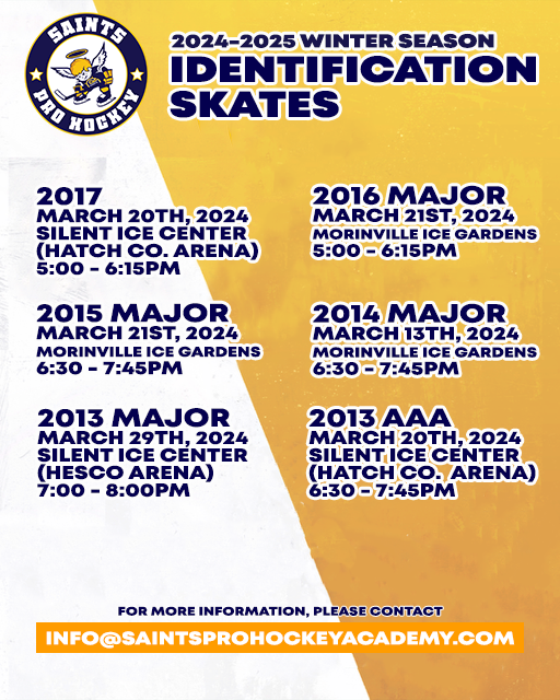 Saints Pro Hockey Academy
2024-25 WINTER Season ID Skates
See poster for details.
Register: rampregistrations.com/login?v3=db2d2…… 

#SPHA #HSL
