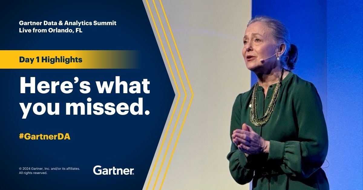 That’s a wrap for Day 1 of #GartnerDA. Highlights from the day include: ✅ This year's opening keynote ✅ Must-have roles and skills for #data, #analytics and AI ✅ Data management with #GenAI Learn more on the Gartner Newsroom: gtnr.it/dapr1